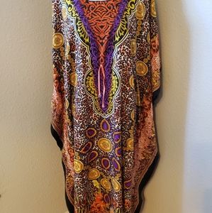 New Elegant Purple/Orange Kaftan Cover-up Dress